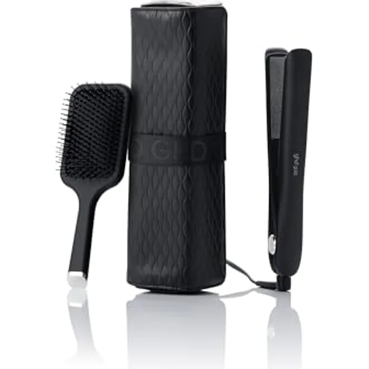 ghd Xmas 25 Gold Set, Glätteisen mit Paddelbürste und hitzebeständiger Stylingtasche