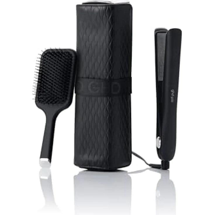 ghd Xmas 25 Gold Set, Glätteisen mit Paddelbürste und hitzebeständiger Stylingtasche – Bild 1