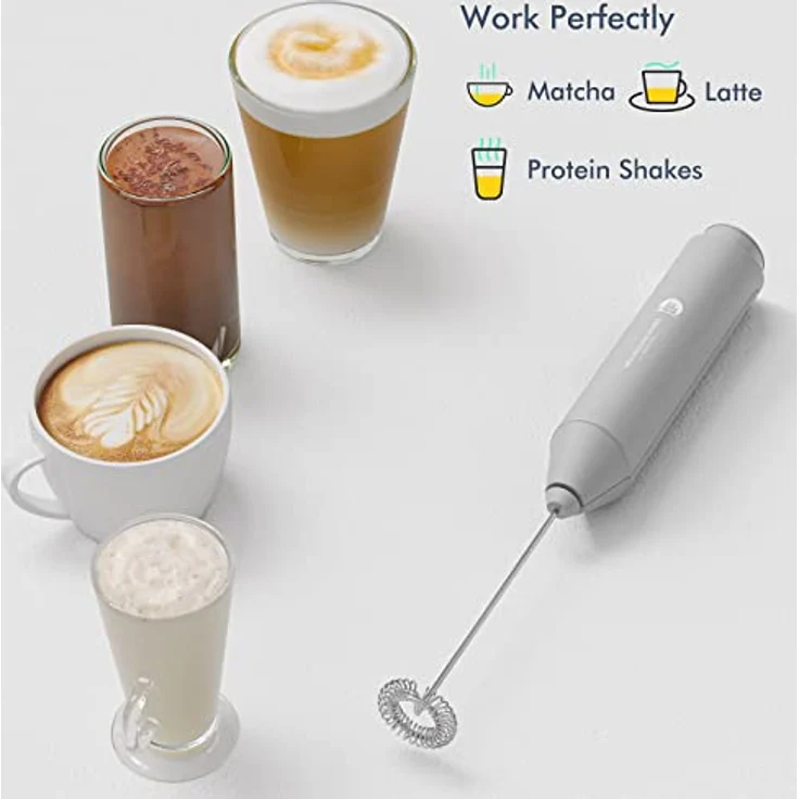 New England Stories Handheld Foam Maker, leistungsstarker Milchaufschäumer für Kaffee, Cappuccino, Latte, mit ergonomischem Design und Edelstahl-Schneebesen, inklusive Ständer – Bild 4