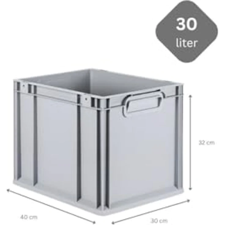 PROREGAL SuperSparSet 10x Eurobox NextGen Economy, 30 Liter Transportbehälter mit Scharnierdeckel und roten Verschlüssen, HxBxT 32x30x40cm, lebensmittelecht und robust – Bild 4