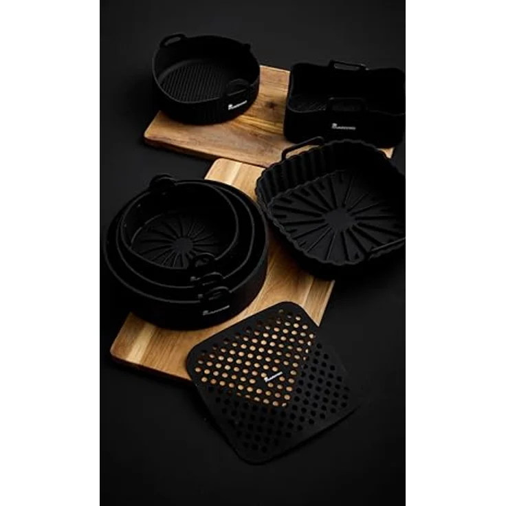 MasterPRO FOODIES COLLECTION, Set mit 2 Silikon-Backmatten für Heißluftfritteuse, 19 x 19 cm, 100% antihaftbeschichtet, gleichmäßige Wärmeverteilung, leicht zu reinigen – Bild 4