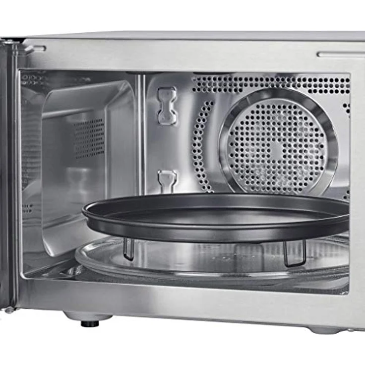 Severin MW 7754 3-in-1 Mikrowelle mit Grill- und Ultra-Heißluftfunktion, 900 Watt, Inkl. Drehteller, Grillrost und Pizza-Teller, Standgerät, edelstahl-schwarz – Bild 4