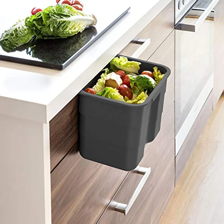 Biobin Multifunktionsbehälter 4,2 L anthrazit mit Deckel 170 x 227 x 172 mm zum Einhängen Multifunktionsbox Einhängebehälter von SO-TECH® – Bild 1