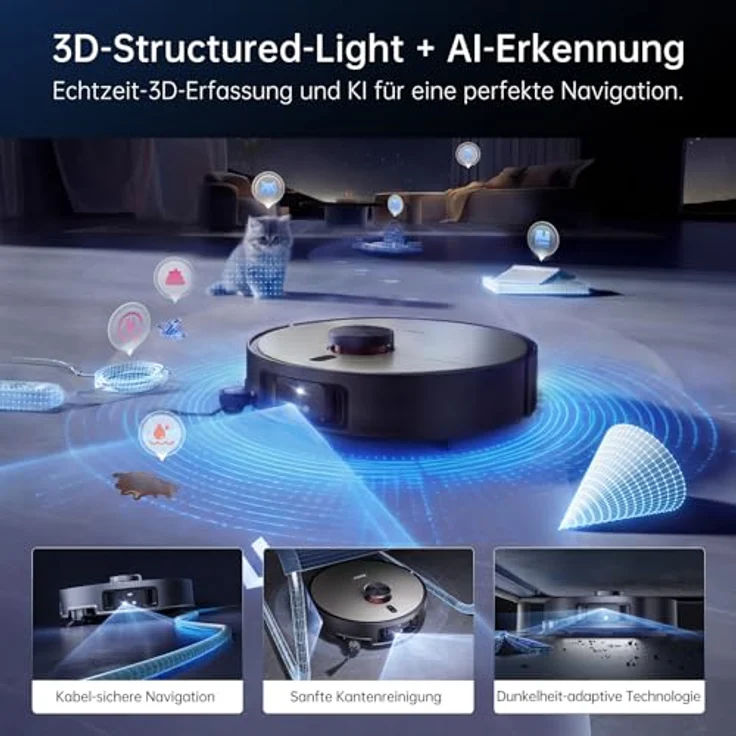 JONR X9 PRO Roller Wischwalze Saugroboter mit 20000 Pa Saugkraft, Selbstreinigung, Wischfunktion und KI-Hindernisvermeidung – Bild 4