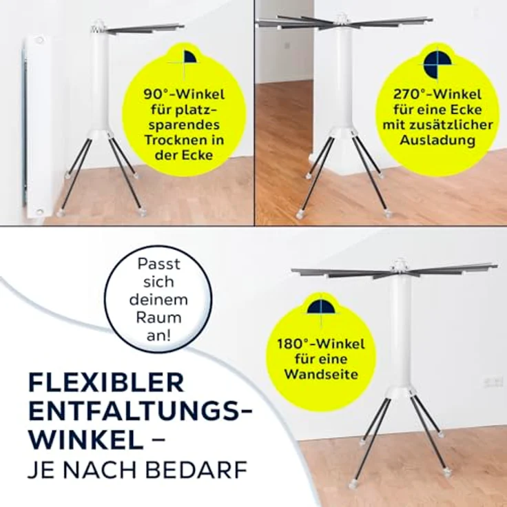 DS Produkte EASYmaxx Wäscheständer 112x125cm, platzsparend mit 16 ausziehbaren Armen in weiß/grau – Bild 3