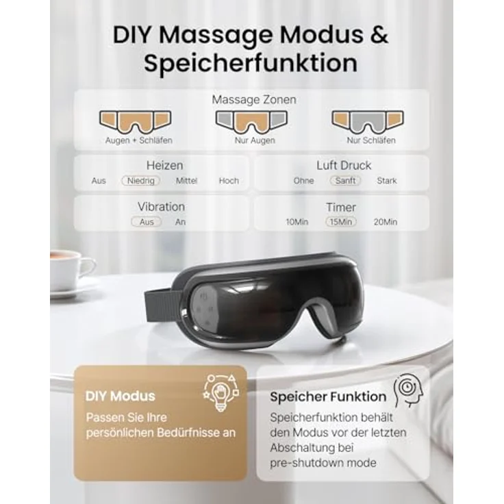 RENPHO Gesichtsmassagegerät Eyeris 3 Augenmassagegerät G010V, Sprachgesteuert mit Wärme, Kühlung und Akupressur – Bild 3