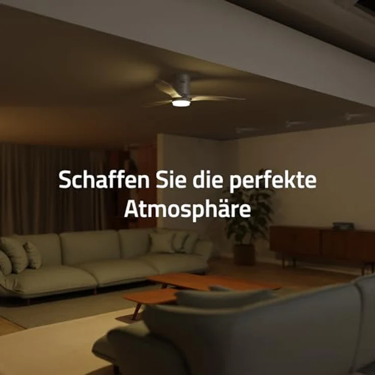 Hombli Smart Deckenventilator mit LED Licht, App- und Fernbedienung, Weiß mit Holzoptik, 132 cm, leise, WLAN, für Räume bis 12 m² – Bild 5