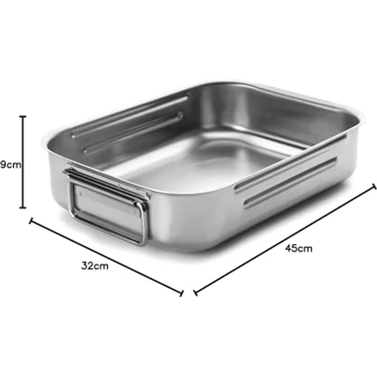 LACOR 62545A Bratpfanne mit A Griffen E 18/10 45 x 32 cm, Europäische Qualität in Silberfarben – Bild 2