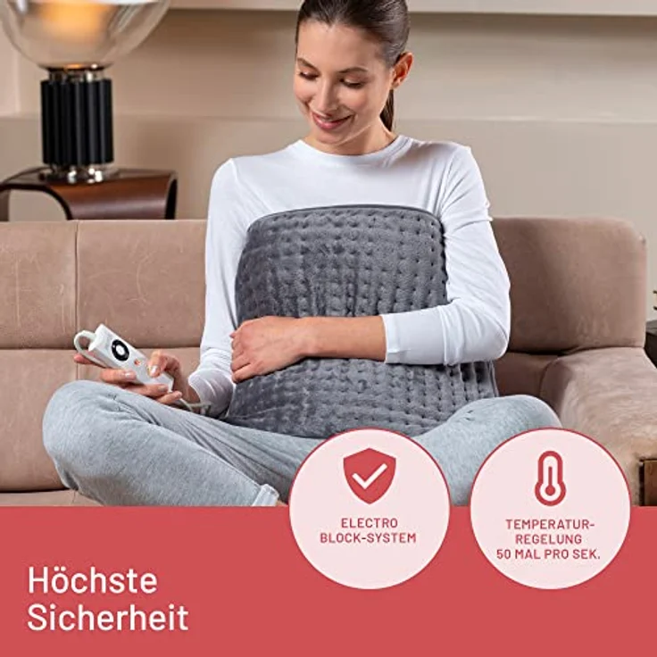 Imetec Intellisense XL, extra-großes Heizkissen für Rücken und Beine, Wärmekissen 38 x 50 cm, Microplüschstoff, 5 Temperaturen, Electro-Block- Sicherheitssystem, schnelles Aufheizen, maschinenwaschbar – Bild 3