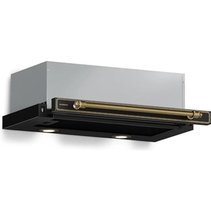 Klarstein Victoria Dunstabzugshaube, 60cm Unterbauhaube im Retro-Design, 358 m³/h, Energieeffizienz A++, LED-Beleuchtung, Ausziehbar, Aluminium- & Aktivkohlefilter, leise, Schwarz – Bild 1