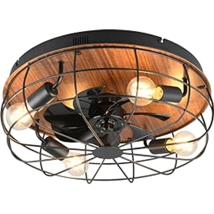 lightling Deckenlampe Trutti mit integriertem Ventilator und Fernbedienung, Geschwindigkeitsstufen, Timer, holzfarbig – Bild 1