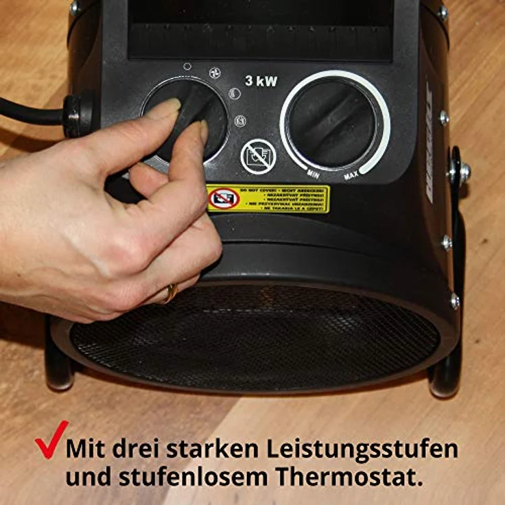HECHT Keramik Heizstrahler, Tragbarer Elektroheizer mit 2000W/3000W, Thermostat, Überhitzungsschutz, allergikerfreundlich, leise für Wohnzimmer, Badezimmer, Büro – Bild 5