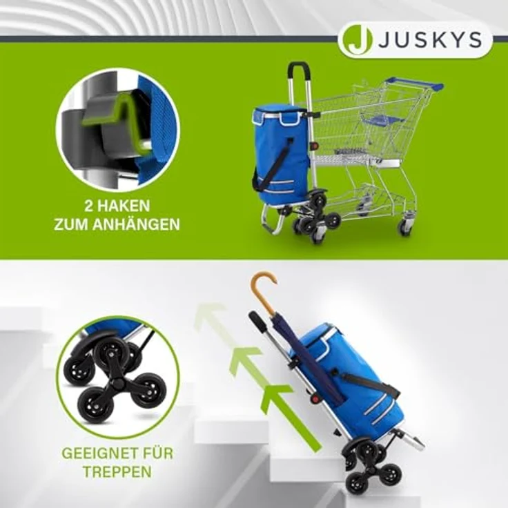 Juskys 3in1 Einkaufstrolley für Treppen - 56 L, klappbar & modern, Dunkelblau – Bild 5