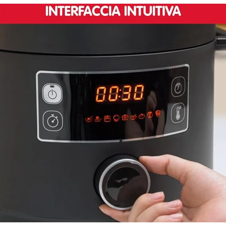 Moulinex CE7548, Multikocher mit 5 l Kapazität, 1090 W, LCD-Display, schwarz, PFOA-frei, spülmaschinenfest – Bild 3