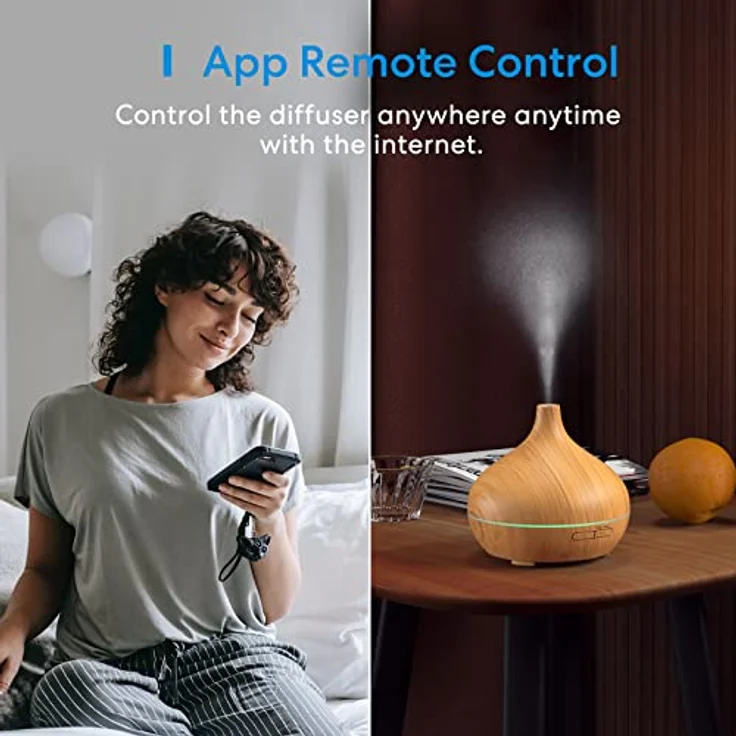 Meross Aroma Diffuser Funktioniert mit Apple HomeKit, Alexa und Google Home, 400ML Ätherische Öle Smart Ultraschall Luftbefeuchter, App Steuerbar WLAN Duftöl Diffuser Duftlampe mit RGB-LED-Licht – Bild 4