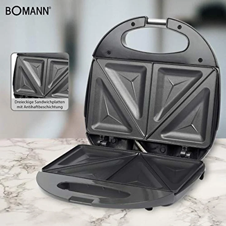 Bomann ST 5016 CB Sandwich-Toaster mit Antihaftbeschichtung und Überhitzungsschutz, grau – Bild 3