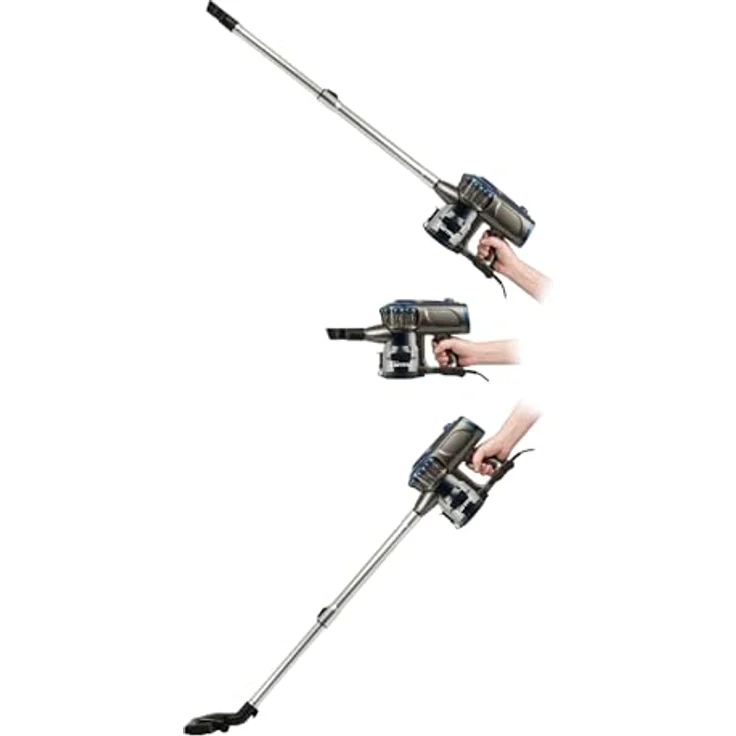 Girmi AP7400, Elektrischer Besen mit 600 W, 15 kPa Saugleistung, grau/blau, Zyklonsystem und Doppelfilter – Bild 3