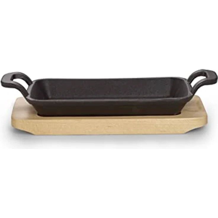 ECHTWERK Auflaufform, Gusseisen, Mini-Auflaufform mit Servierbrett, für Backöfen, Grill, BBQ – Bild 2