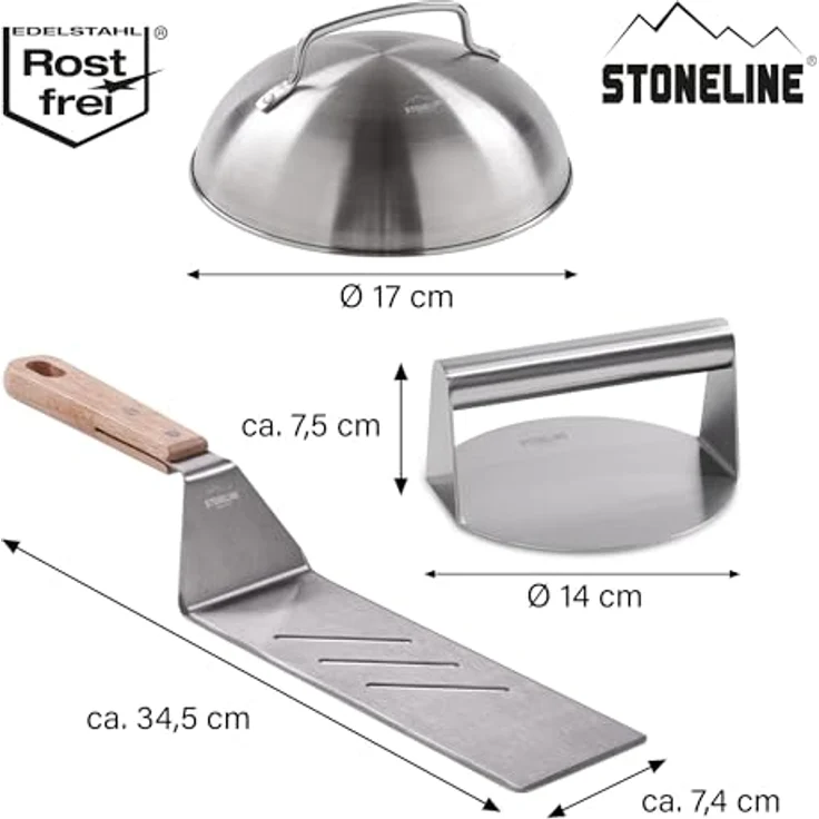 STONELINE Burger Smasher Set, 3 teilig, inkl. Burgerglocke, Wender und Burger Smasher – Bild 3