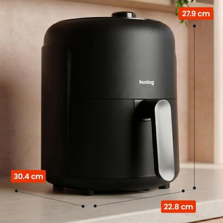 Huslog Heißluftfritteuse HUS1059, 2,3 l, 1000 W, mit Timer, schwarz, fettfreies Frittieren – Bild 4