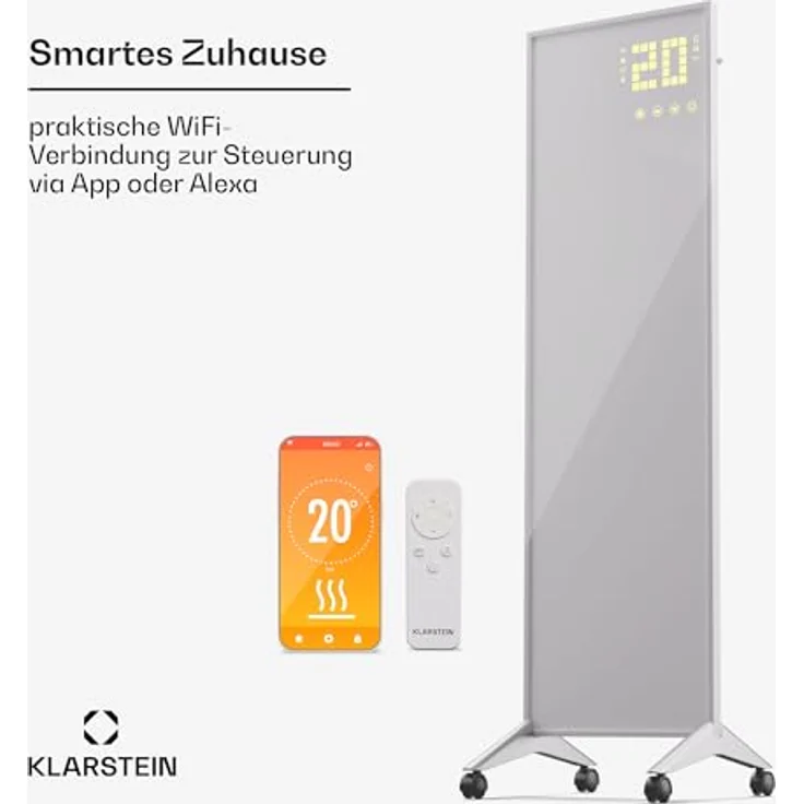 Klarstein Infrarotheizung mit Thermostat, 400W Elektroheizung, Smart Home Infrarotheizung zur Wandmontage, IR mit App-Steuerung & Erkennung Offener Fenster, Effizienter Feuchtraum Heizkörper, weiß – Bild 2