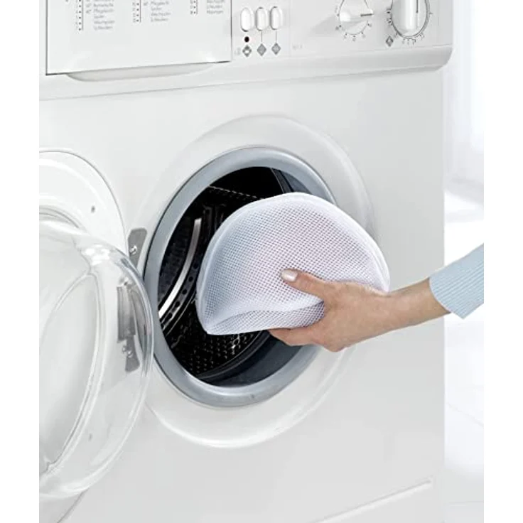 WENKO Feinwäschenetz, 2er Set, BH-Wäschenetz mit Reißverschluss für Feinwäsche, halten die BH-Körbchen in Form und schonen die Kleidung, kochfest, aus hochwertigem Polyester, 24 x 11 x 16 cm, Weiß – Bild 5