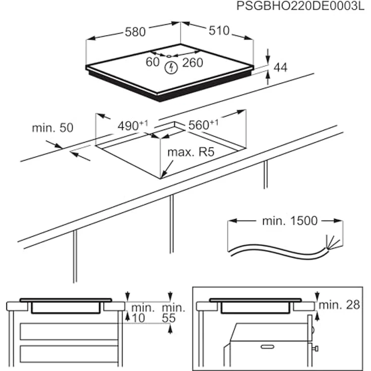 AEG Induktions-Kochfeld Serie 5000 TO64ICOFIT, Kratzresistente SaphirMatt SE-Oberfläche, 4 Kochzonen, Made in Germany, Bräterzone – Bild 16