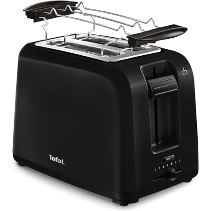Tefal TT1A28 Vita 2-Schlitz-Toaster, 7 Bräunungsstufen, Stopptaste, Krümelschublade, Brötchenaufsatz, Kunststoff, schwarz – Bild 2