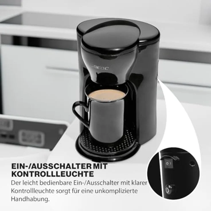 Clatronic KA 3356 1-Tassen-Kaffee-Automat, inkl. Keramiktasse, schwarz – Bild 6
