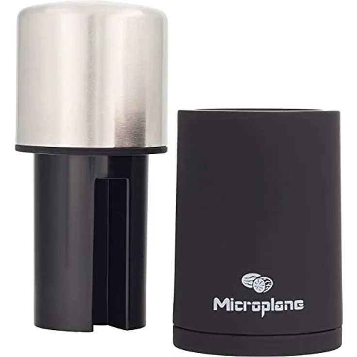 Microplane Gewürzmühle Edelstahl für Muskatnuss Zimt Tonkabohnen – Bild 5