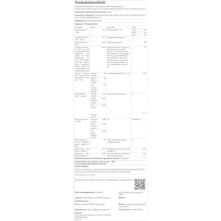 Haier HW110-B14979U1 Frontlader 11 kg 1.400 U pro Min WLAN (Wi-Fi) - Energieeffizienz A -30%, Direct Motion Motor, Dampffunktion, Smart Dual Spray, Antibakterielle Technologie, Wi-Fi & hOn App, Pillow-Schontrommel, Trommelinnenbeleuchtung, Personalisiertes Wascherlebnis, Endzeitvorwahl, i-Time, XL-Trommel – Bild 13