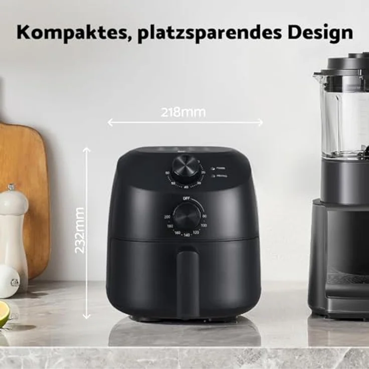 aeco Cube 2.0 Mini Airfryer – Kompakte Heißluftfritteuse, 2L, 5 Kochfunktionen, Timer, Antihaft, energieeffizient, BPA-frei – Bild 2