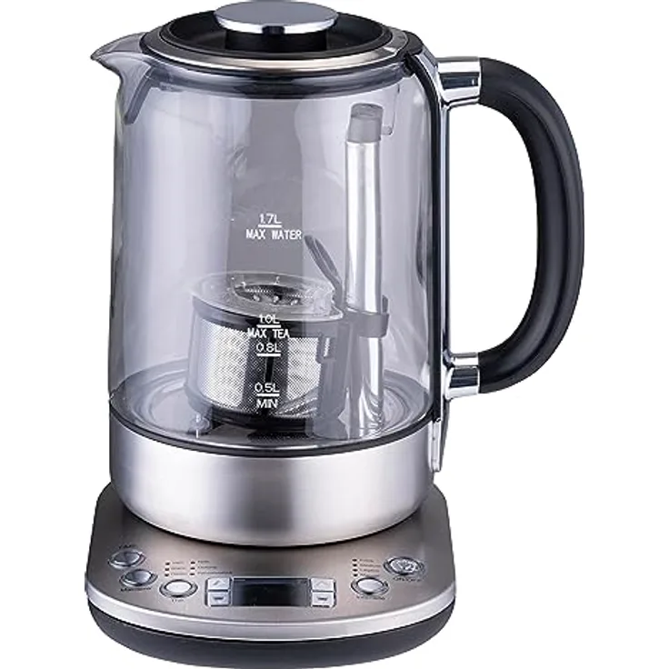 Alpina Motorola Nursery 8711252473352 Elektrischer Wasserkocher, 1,7L Transparent mit Temperatureinstellung und Teemaschine