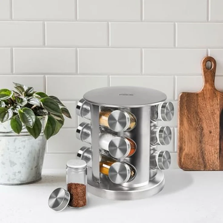 STONELINE Gewürzregal, Edelstahl mit 12 Glasflaschen – Bild 4