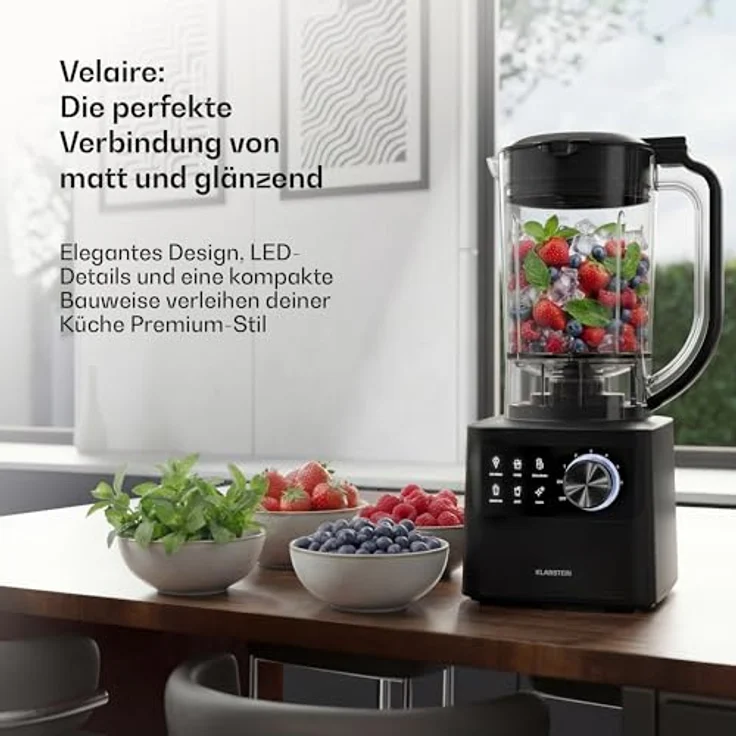 Klarstein Velaire Küchenmaschine mit Kochfunktion, 1200 W, 2 l Behälter, Mixer und vielseitigem Zubehör – Bild 7