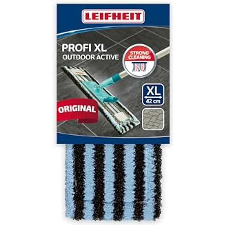 Leifheit Wischbezug Profi outdoor für sehr groben Schmutz, Bodenwischer Ersatzbezug für ideale Schmutzaufnahme dank 2-Faser-System, für den Außenbereich, ideal für raue Fliesen und Steinböden  – Bild 2