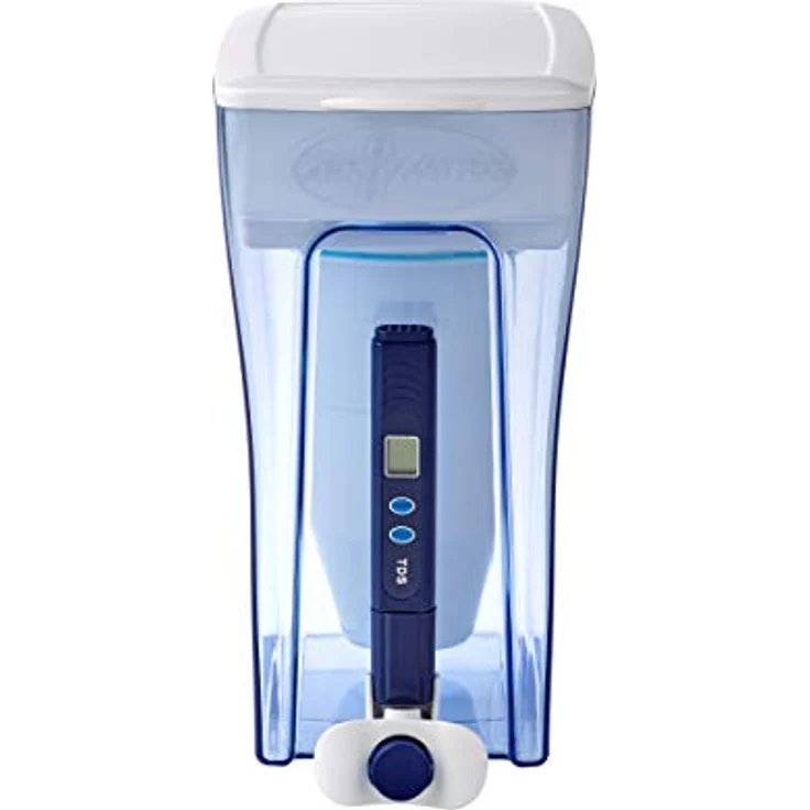 ZeroWater 4,7 L 5-Stufiger Wasserspender mit Wasserfilter - NSF-Zertifiziert - Wasser Filtersystem zur Reduktion von Blei, Anderen Schwermetallen und PFOA/PFOS - Weiß und Blau – Bild 2