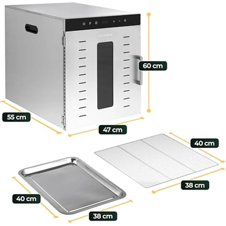 KLAMER Dörrautomat XXL 1000W, 10 verstellbare Etagen, 24h Timer, 30–90°C Temperaturregelung – Bild 6