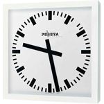 Peweta Wanduhr, Nebenuhr, quadratisch, weißes Metallgehäuse, schwarze Balkenziffern