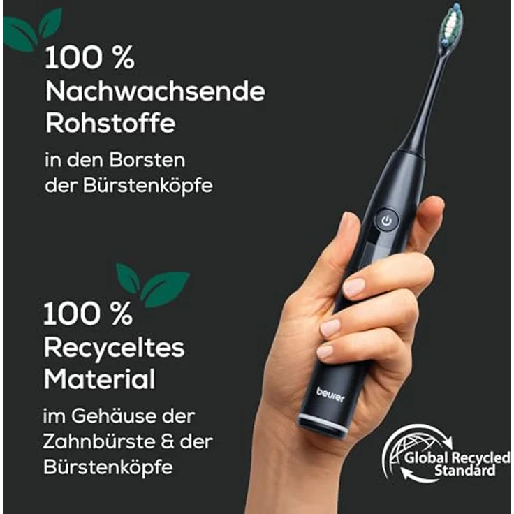 Beurer SC 50 Schallzahnbürste, elektrische Zahnbürste mit 5 Putzmodi, Andrucksensor, 80.000 Schwingungen und Display-Anzeige, inkl. 2 Aufsteckbürsten (Midnight Ink) – Bild 5