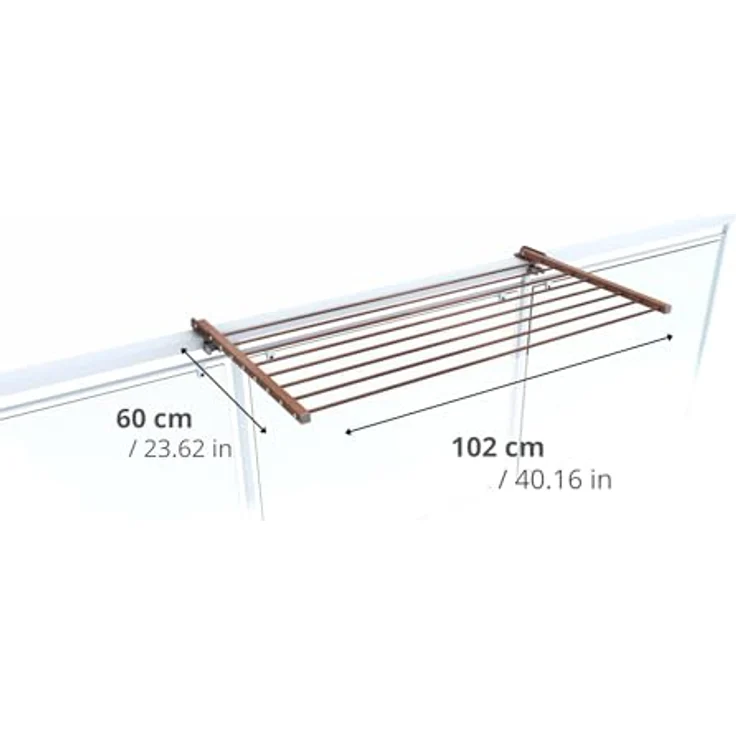 Foxydry Duo Balkon-Wäschetrockner 102 cm, klappbar, Corten-Finish, aus Aluminium, rostfrei, max. Tragkraft 15 kg – Bild 2
