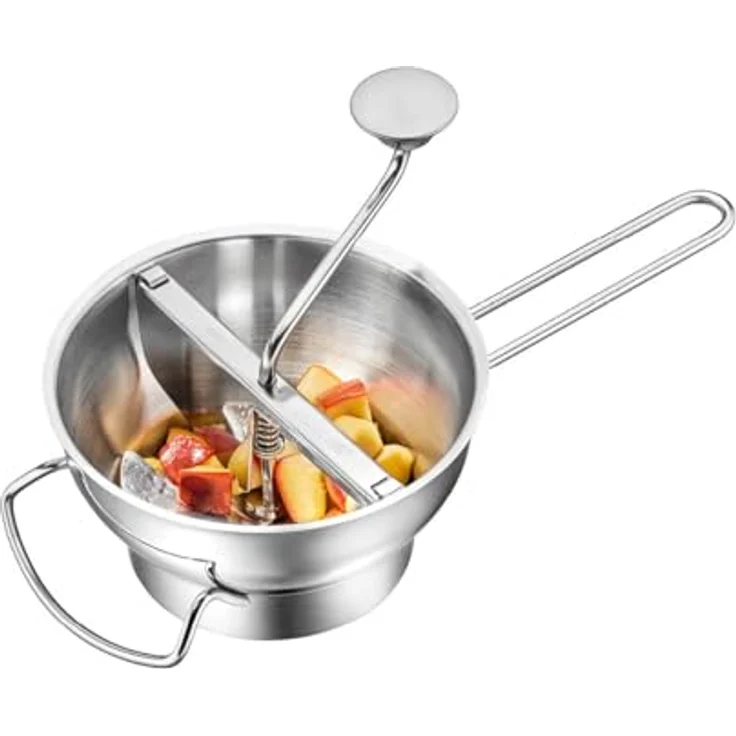 GEFU Passiergerät FLOTTE LOTTE® mit 3 Lochscheiben 1/3/8 mm, Edelstahl, für Gemüse, Früchte, Marmelade & Babynahrung, mit Abstreiffunktion und 2 Litern Volumen – Bild 1