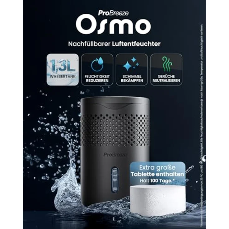 Pro Breeze Osmo Luftentfeuchter, Geräuschloser & Nachfüllbarer Raumentfeuchter, Mini ohne Strom, 700g Tablette (bis zu 100 Tage), Kompakt & Stilvoll in 4 Farben erhältlich – Bild 2