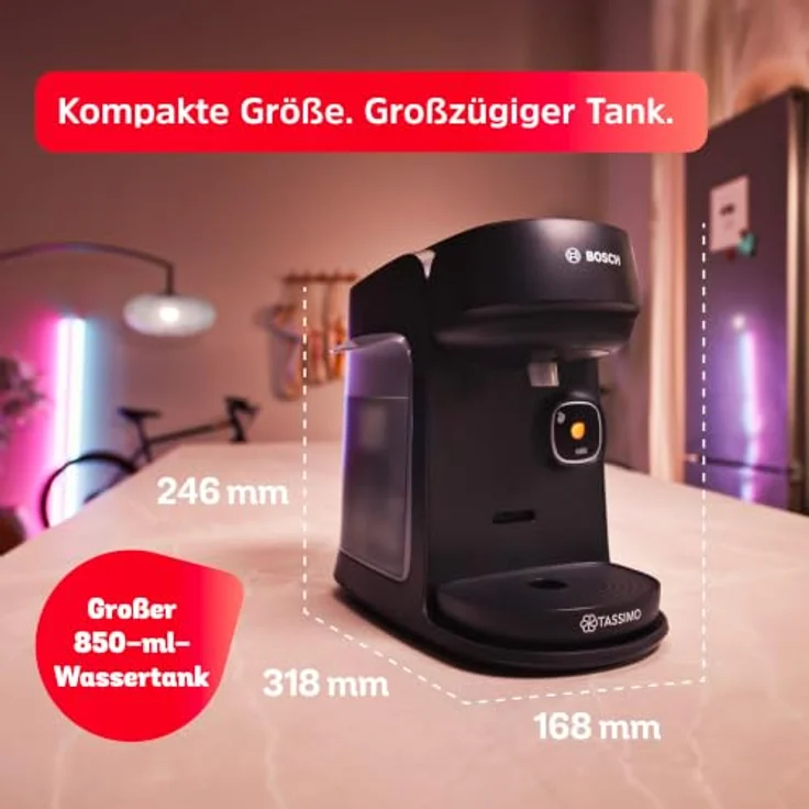 Bosch TAS172B Kaffeepadmaschine, 0.85 l Wassertank, 1400 W, INTELLIBREW Barcode-Technologie, IntensityBoost, One-Touch-Bedienung – Bild 7