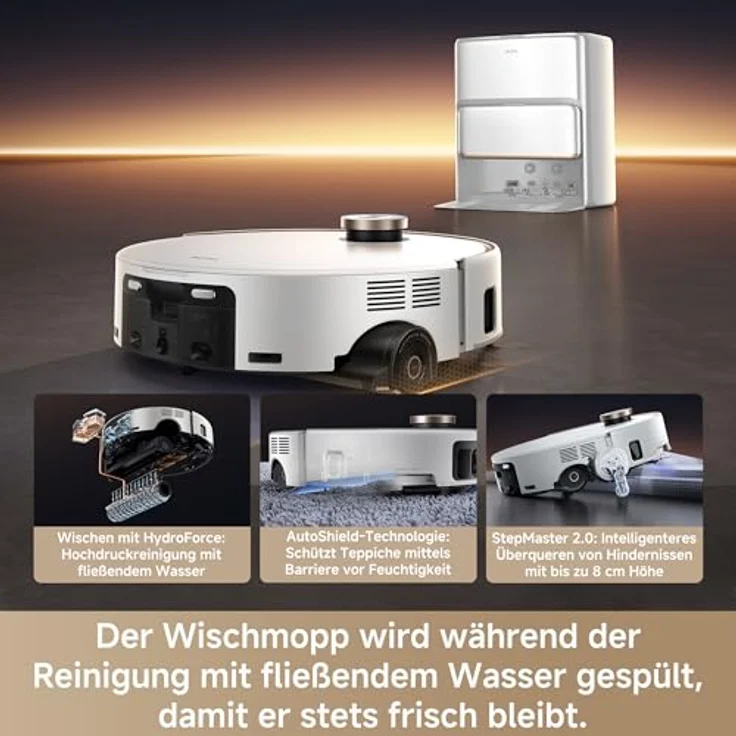 MOVA Z60 Ultra Roller Complete, Saugroboter mit 28.000 Pa Saugkraft, Warmwasser-Wischsystem und App-Steuerung – Bild 2