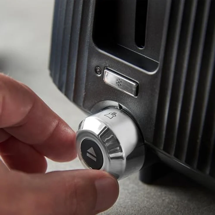 Russell Hobbs Brontë Toaster für 2 Scheiben, matt schwarz mit Silberakzenten, 6 Bräunungsstufen, Lift & Look, Auftaufunktion, Brötchenaufsatz, 26760-56 – Bild 5