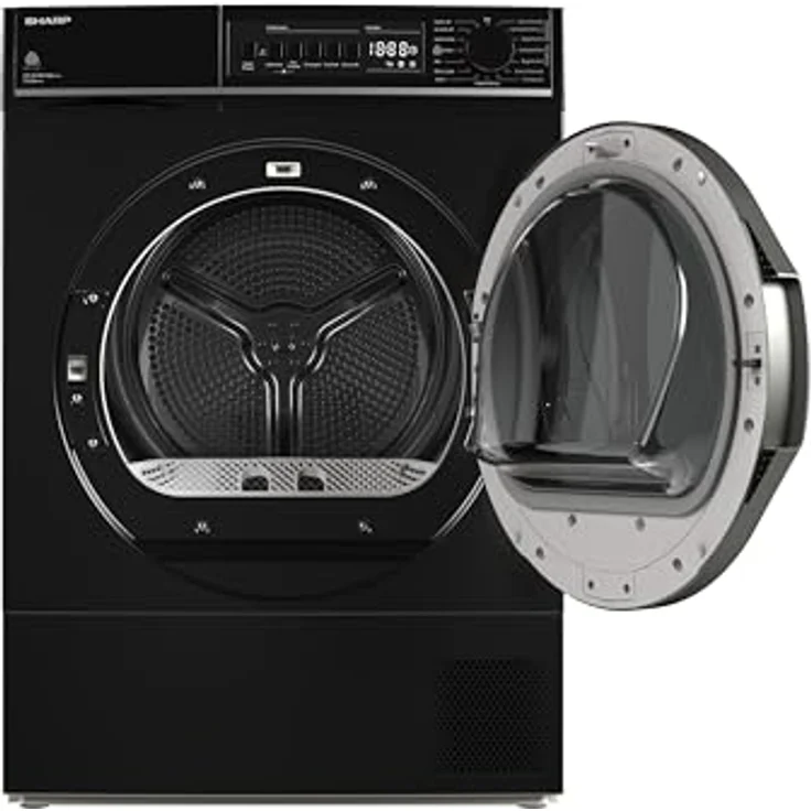 Sharp KD-ROHB7GBA+++-DE Wärmepumpentrockner Frontlader, 7 kg, 15 Programme, 30 Min. Kurzprogramm, Schontrommel, LED-Innenbeleuchtung, Kindersicherung, Schwarz – Bild 3