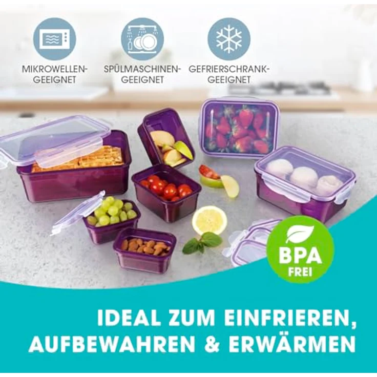 TV Unser Original GOURMETmaxx Frischhaltedosen klick-it 14-TLG. lila – Bild 2