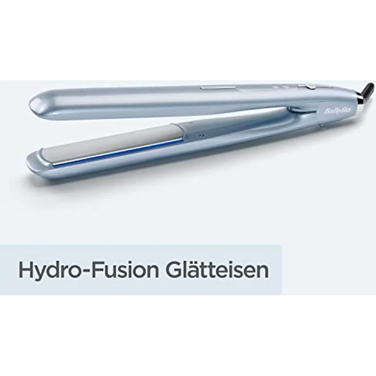BaByliss Hydro Fusion Glätteisen mit dualer Ionen-Technologie mit Anti-Frizz Effekt, Haarglätter mit 5 Temperaturstufen für jeden Haartyp, Abschaltautomatik und schnelles Aufheizen, ST573E, Blau – Bild 5