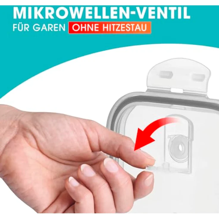 GOURMETmaxx Klick-it Glas Frischhaltedosen 3er Set, luftdicht und auslaufsicher, für Spülmaschine, Mikrowelle, Backofen und Gefrierschrank, transparent – Bild 4